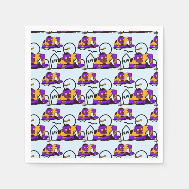 Servilleta De Papel Los zombies espeluznantes espantaron la fiesta de  (Anverso)