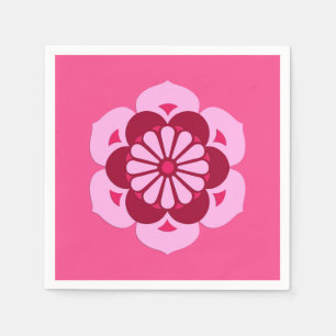 Servilleta De Papel Lotus Flower Mandala, rosa Fuchsia y Borgoña