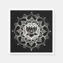 Lotus Mandala en blanco y negro