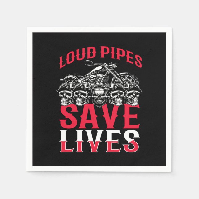 Servilleta De Papel Loud Pipes Save Lives Motorcycle Biker (Anverso)