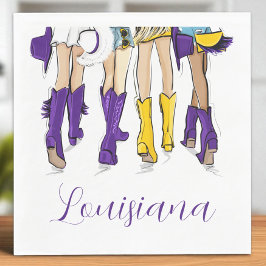 Servilleta De Papel Louisiana Ladies Fashion Cowboy Boot Purple Yellow