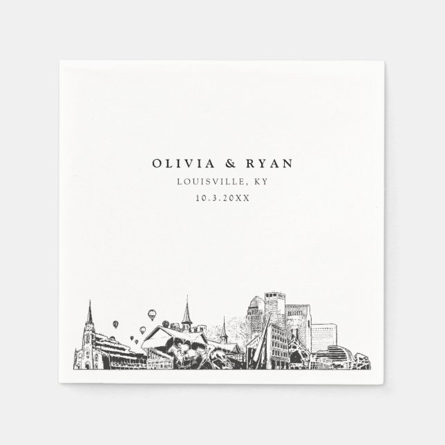Servilleta De Papel Louisville Skyline Boda Paper Cocktail Napkin (Anverso)