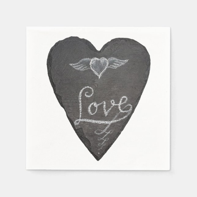 Servilleta De Papel Love and Heart in Chalk Chalkboard (Anverso)