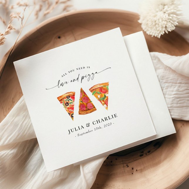Servilleta De Papel Love and Pizza Rehearsal Dinner Paper Napkin (Subido por el creador)