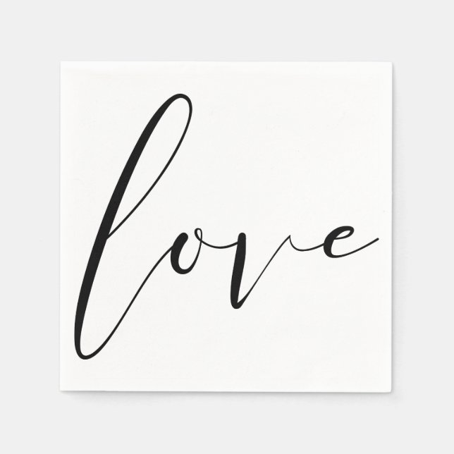 Servilleta De Papel LOVE Black White Modern Typography Wedding Party (Anverso)