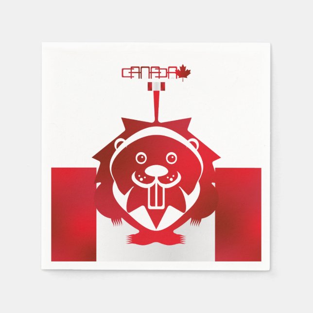 Servilleta De Papel  LOVE Castor/ Maple Bandera Canada by Masanser (Anverso)