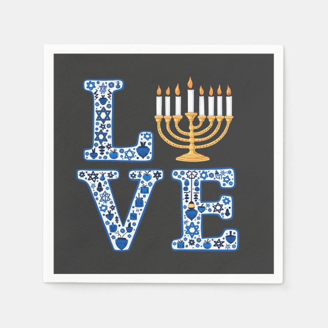 Servilleta De Papel Love Hanukkah Jewish Holiday Menorah (Anverso)