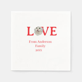 Servilleta De Papel Love holidays cat photo pet family name bold lette