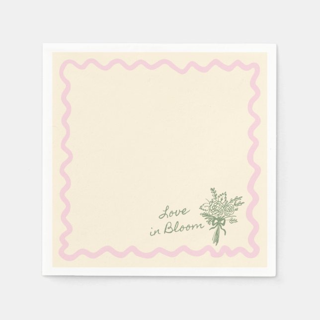 Servilleta De Papel Love in Bloom Sage Pink Bridal Shower (Anverso)