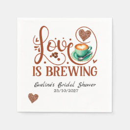Servilleta De Papel Love Is Brewing Bridal Shower Terracotta Coffee 
