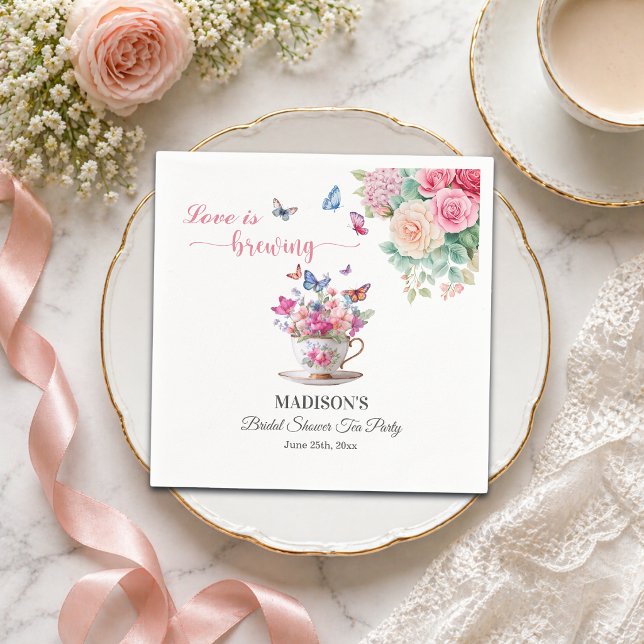 Servilleta De Papel Love is Brewing Butterfly Bridal Shower Tea Party (Subido por el creador)