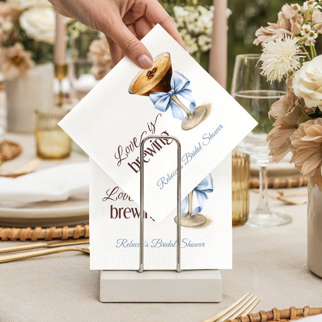 Servilleta De Papel Love is Brewing Coffee Blue Bow Bridal Shower (Subido por el creador)