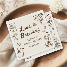 Servilleta De Papel Love is Brewing Coffee Hand Drawn Bridal Shower