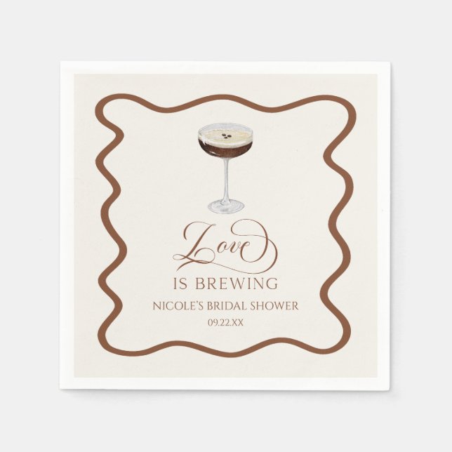 Servilleta De Papel Love Is Brewing Expresso Martini Despedida de Solt (Anverso)