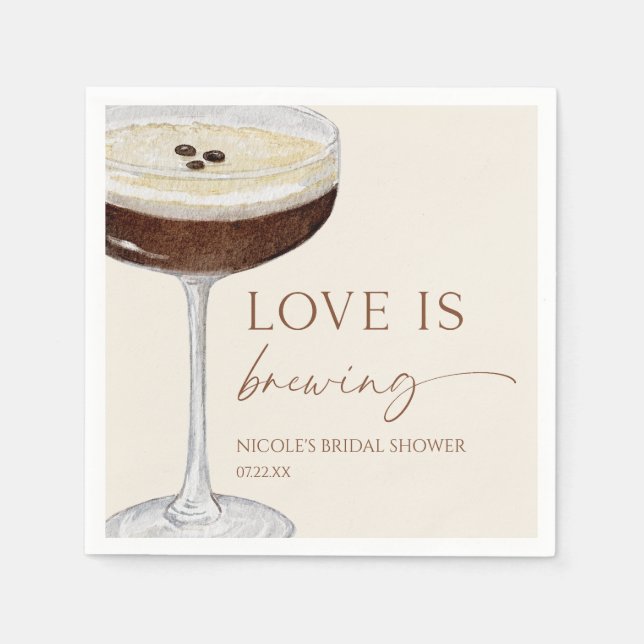 Servilleta De Papel Love Is Brewing Expresso Martini Despedida de Solt (Anverso)