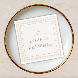 Servilleta De Papel Love Is Brewing Gingham Coffee Baby Shower