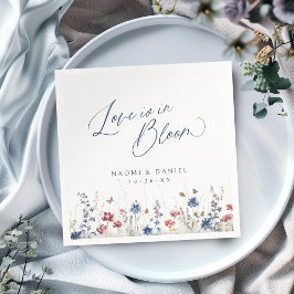 Servilleta De Papel Love is in Bloom Navy Wildflower Rustic Wedding