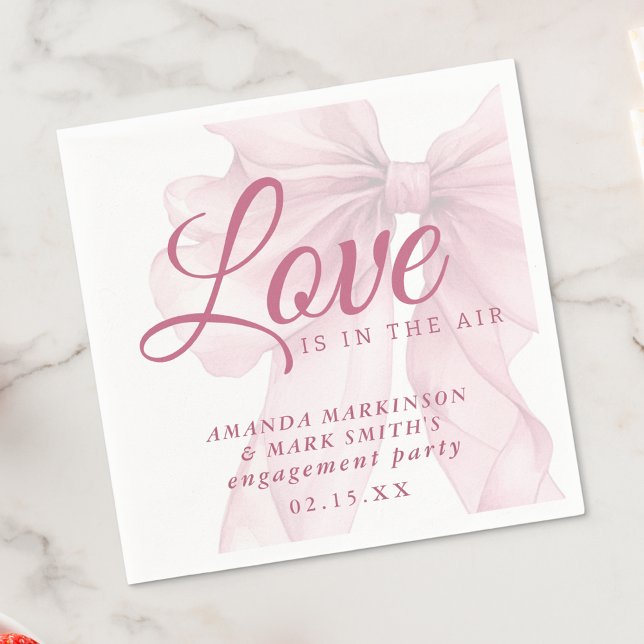 Servilleta De Papel Love Is In The Air Mauve Pink Bow Engagement (Subido por el creador)