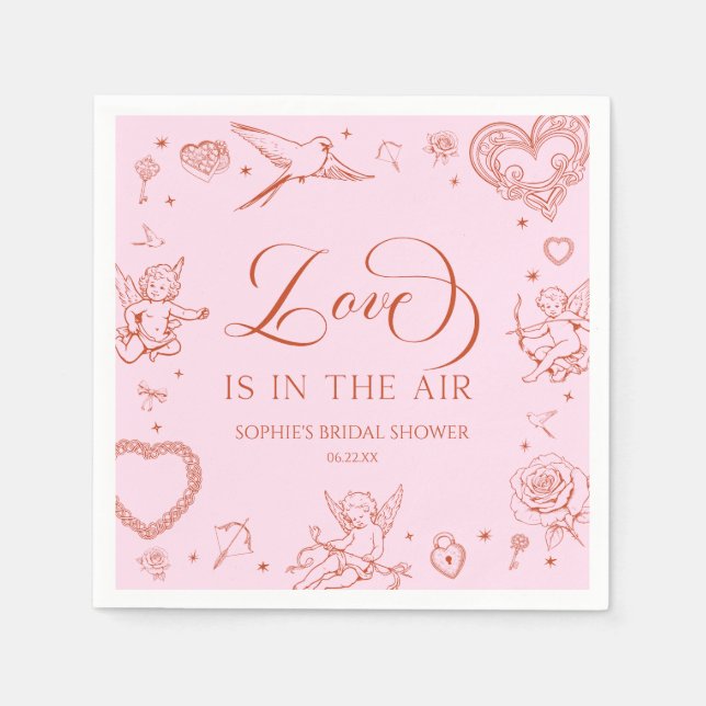 Servilleta De Papel Love Is In The Air Valentine's Day Bridal Shower (Anverso)