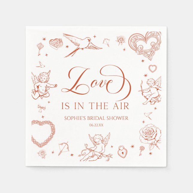 Servilleta De Papel Love Is In The Air Valentine's Day Bridal Shower (Anverso)