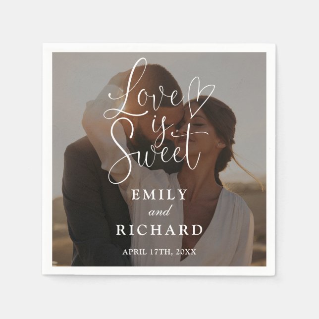 Servilleta De Papel Love Is Sweet Elegant Modern Wedding Photo (Anverso)