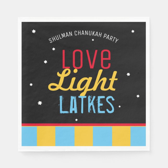Servilleta De Papel Love Light Latkes Black Hanukkah Funny Cita (Anverso)