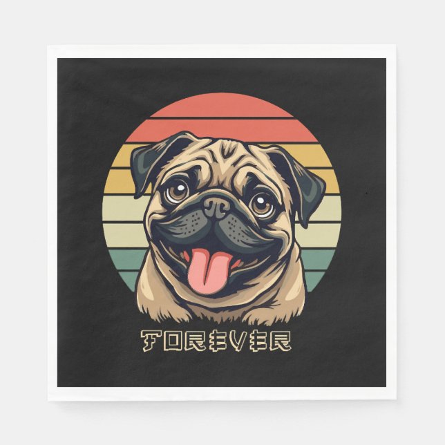 Servilleta De Papel Love Pug Forever - Cute Pug Lover Design (Anverso)