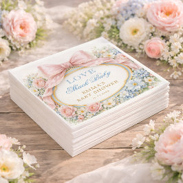 Servilleta De Papel Love Shack Floral Pink Bow Girl Baby Shower