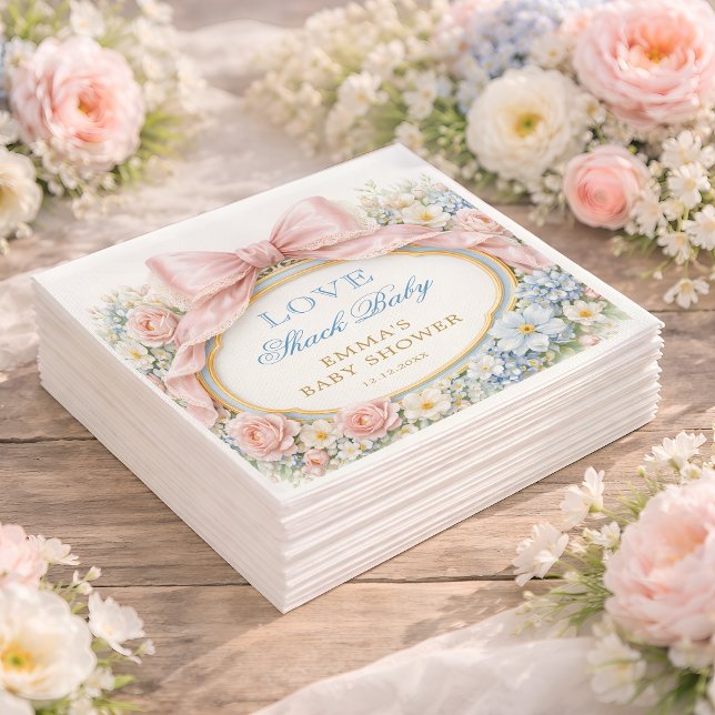 Servilleta De Papel Love Shack Floral Pink Bow Girl Baby Shower (Subido por el creador)