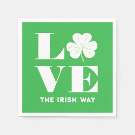 Servilleta De Papel Love Shamrock Clover Irlanda Personalizado blanco 