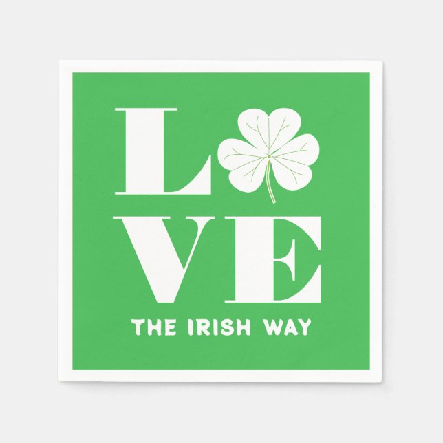 Servilleta De Papel Love Shamrock Clover Irlanda Personalizado blanco  (Anverso)