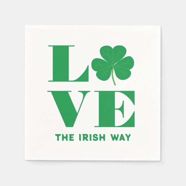 Servilleta De Papel Love Shamrock Clover Personalizado irlandés Textos (Anverso)