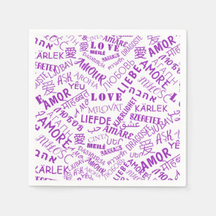 Servilleta De Papel Love Text Napkins Multi Language International