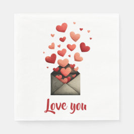 Servilleta De Papel Love You Valentine Envelope Design