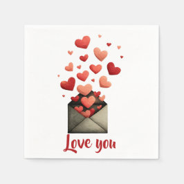 Servilleta De Papel Love You Valentine Envelope Design