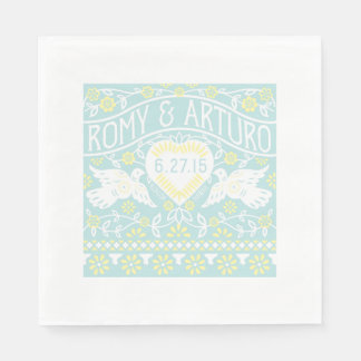 Servilleta De Papel Lovebirds Papel Picado Estilo Napkin Personalizado