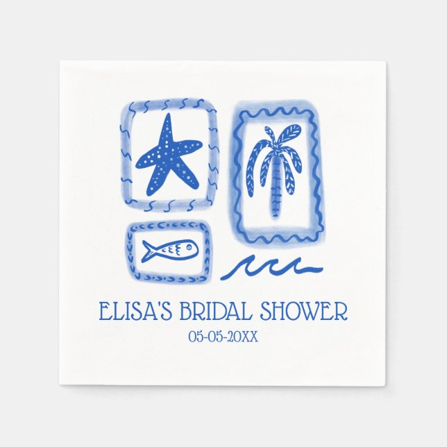Servilleta De Papel LoveNotes from Sea Cute Beach PERSONALIZADO Bridal (Anverso)