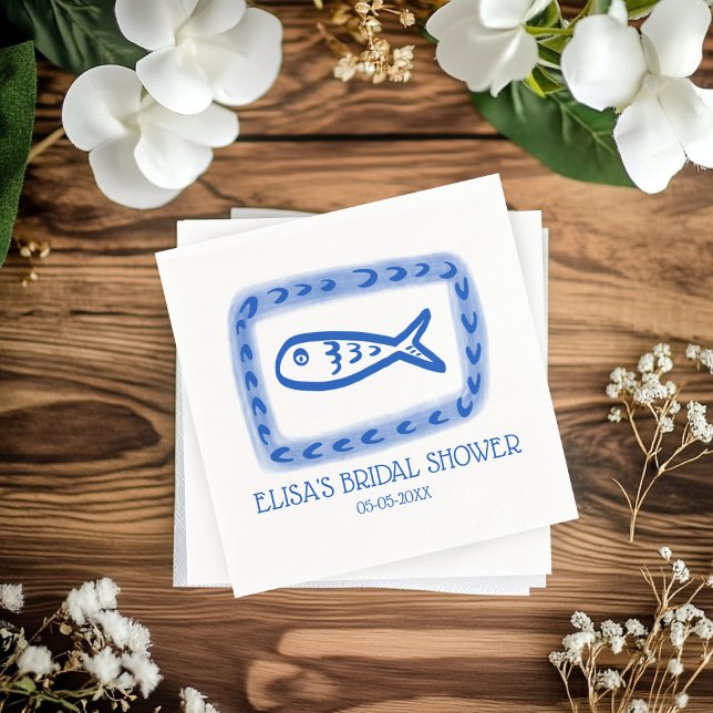 Servilleta De Papel LoveNotes from Sea Cute Fish PERSONALIZADO Bridal  (LoveNotes from Sea Cute Fish CUSTOM Bridal Shower Napkins
)