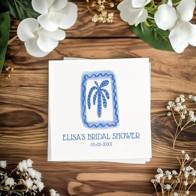 Servilleta De Papel LoveNotes from Sea Palm Tree PERSONALIZADO Bridal  (LoveNotes from Sea Palm Tree CUSTOM Bridal Shower Napkins
)