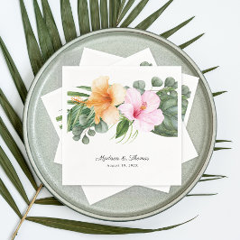 Servilleta De Papel Luau Boda de Lush Tropical Floral Beach