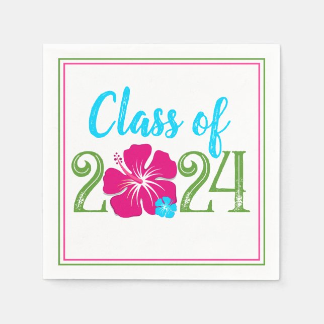 Servilleta De Papel Luau Tropical Class of 2024 Graduation Paper (Anverso)