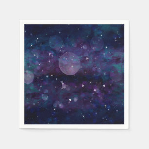 Servilleta De Papel Luces Corazones y Estrellas Chispas Violetas Índig