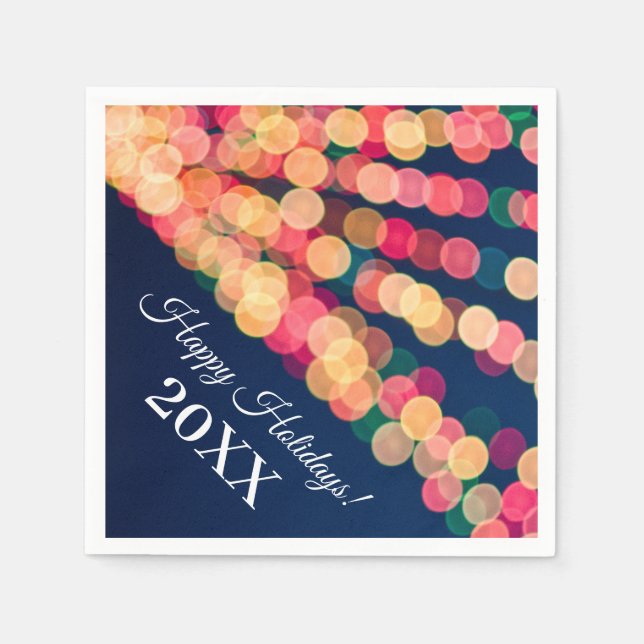 Servilleta De Papel Luces de árbol de bokeh, Navidades (Anverso)