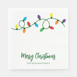 Servilleta De Papel Luces de árbol de Navidad alegre