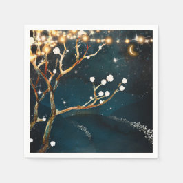 Servilleta De Papel Luces de árbol de noche rústica boda de noche estr