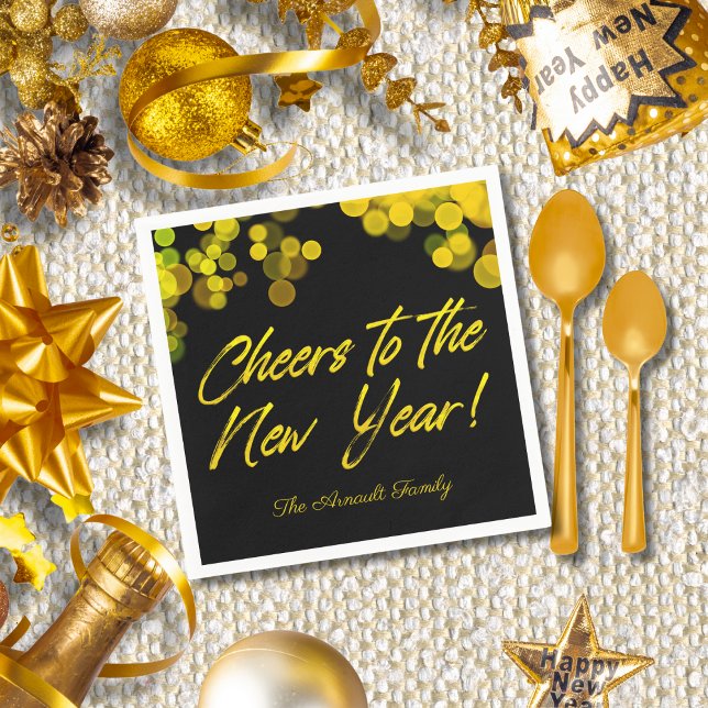 Servilleta De Papel Luces de Bokeh dorado | Saludos al Año Nuevo (Subido por el creador)