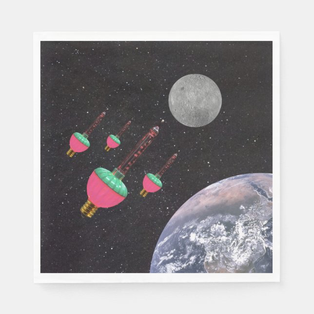 Servilleta De Papel Luces de Burbujas en el Espacio (Anverso)