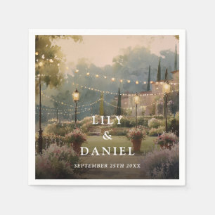 Servilleta De Papel Luces de Cadena de Jardín de Campo Rústico Foto Bo