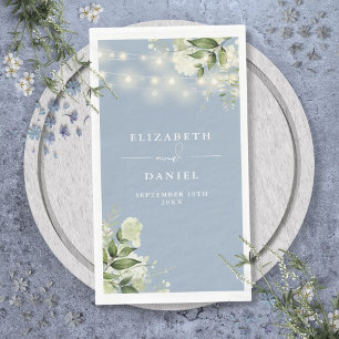 Servilleta De Papel Luces de Cadena de Verde Azul Polvoriento Boda