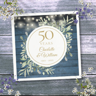 Servilleta De Papel Luces de Cadena del 50 Aniversario Foliaje Madera